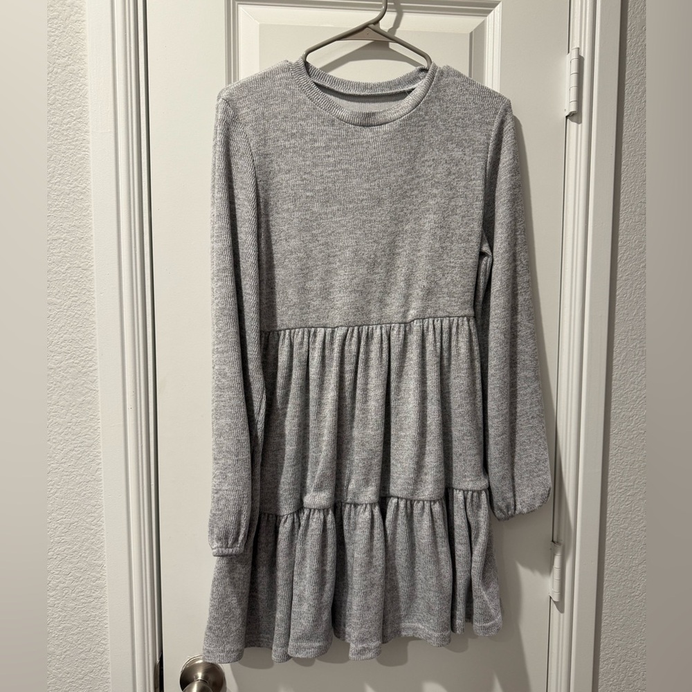 SHEIN LUNE Solid Ruffle Hem Smock Dress